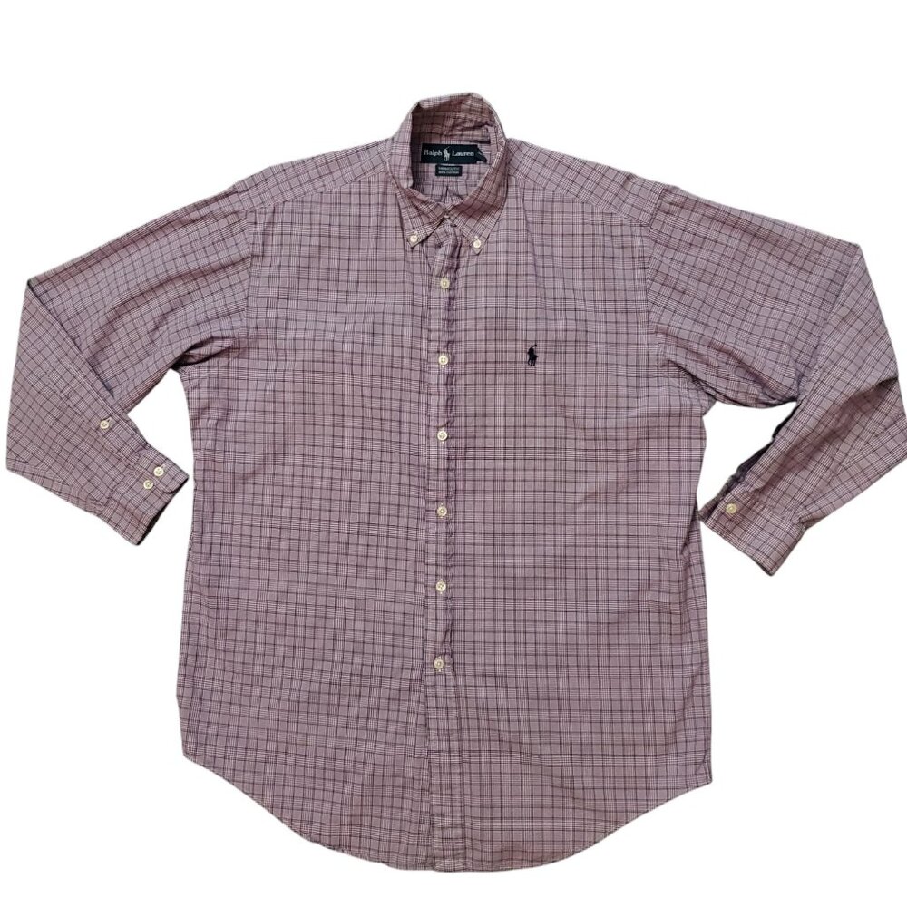Ralph Lauren Yarmouth 15 1/2 32/33 Lite Purple Button Down Long Sleeve Shirt A10